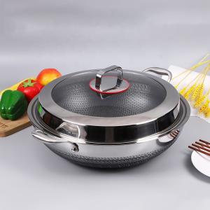 Quality High Capacity Kitchen Wok Pan 18 / 10 Stainless Steel Non Stick wholesale
