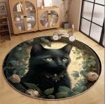 Round Cat Living Room Floor Carpets Polyester fiber 100*100cm