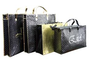 Quality Waterproof 75g black quilted unwoven fabric zipper reusable carrier bags wholesale