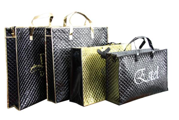 Waterproof 75g black quilted unwoven fabric zipper reusable carrier bags