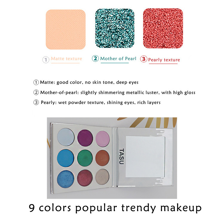 Silver Cardboard Shell Makeup Eyeshadow Palette 9C Color ODM Private Label