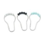 Polished Nickel Shower Curtain Ring Rust Resistant Metal Shower Curtain Hooks