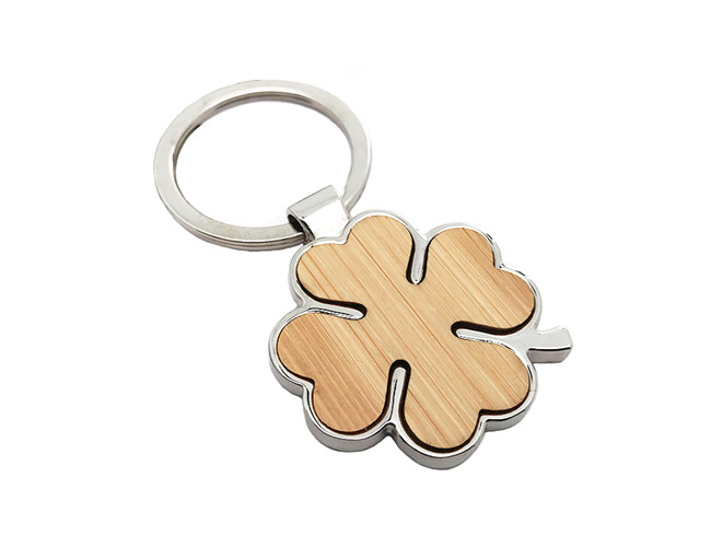 Four Leaf Clover Cute Metal Keychain Metal Bamboo Eco Friendly Keyring