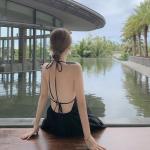 Women Sexy Low Cut Back Maxi Dress , Halter Neck Summer Maxi Dress