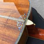 Top quality D45 KOA wood acoustic guitar, Solid spruce top, Abalone inlays etc