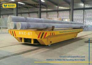 Quality PLC Controlled Battery Transfer Cart , Rail Drive Steel Platform Motorized Wagon wholesale