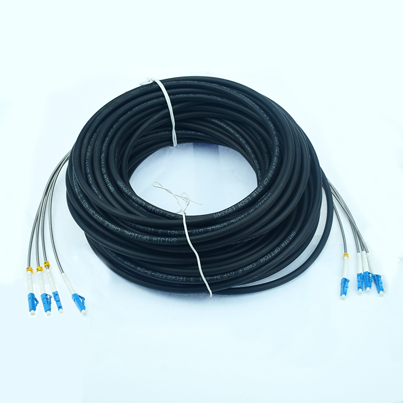 SM LC SC FC CPRI Waterproof FTTA Jumper Armored Fiber Optic Cable 7.0mm 2C 4C
