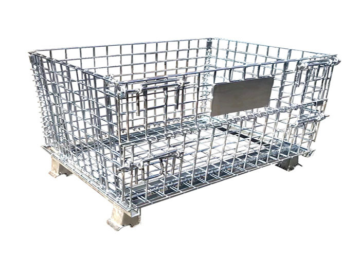 2 swivel Folding Wire Container , SGS Pallet Mesh Container