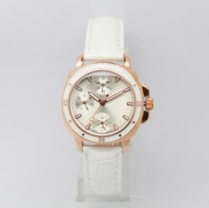 Quality White Quartz Stainless Steel Watches With Genuine Leather For Ladies wholesale