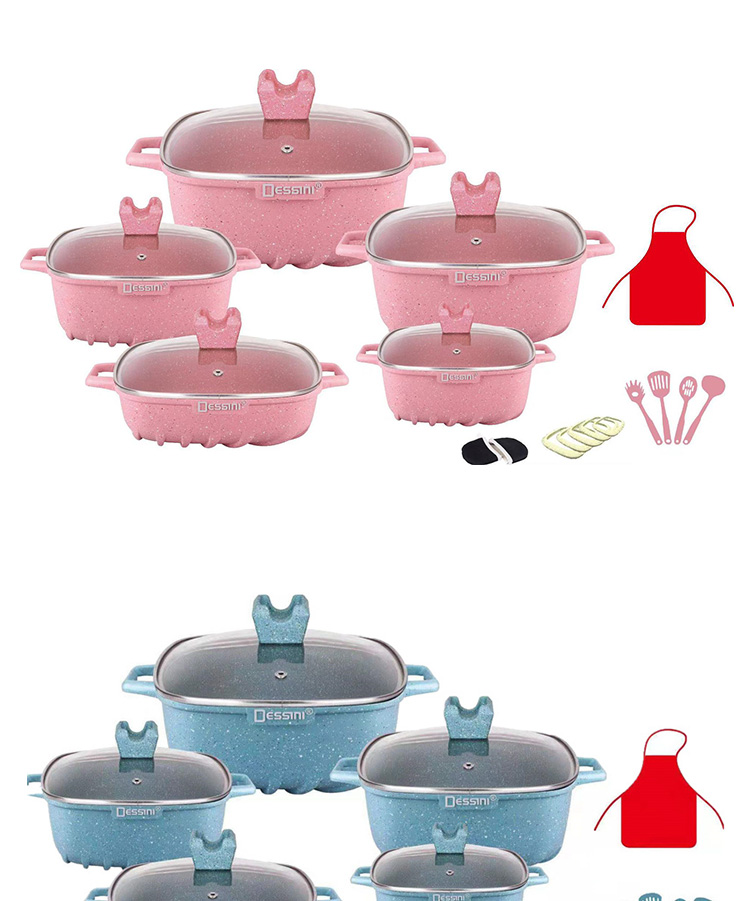 Wholesale Hot Selling White Kitchen Cooking Square Pot Sets Aluminum Non-Stick Cookware Pot Sets