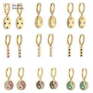 Quality Diamond Zircon 18k Gold Plated Jewelry Yin Yang Pendant Hoop Earrings wholesale