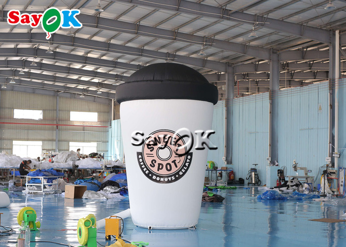 Custom 3.6m Inflatable Coffee Cup Model For Cafe Entrance Decor