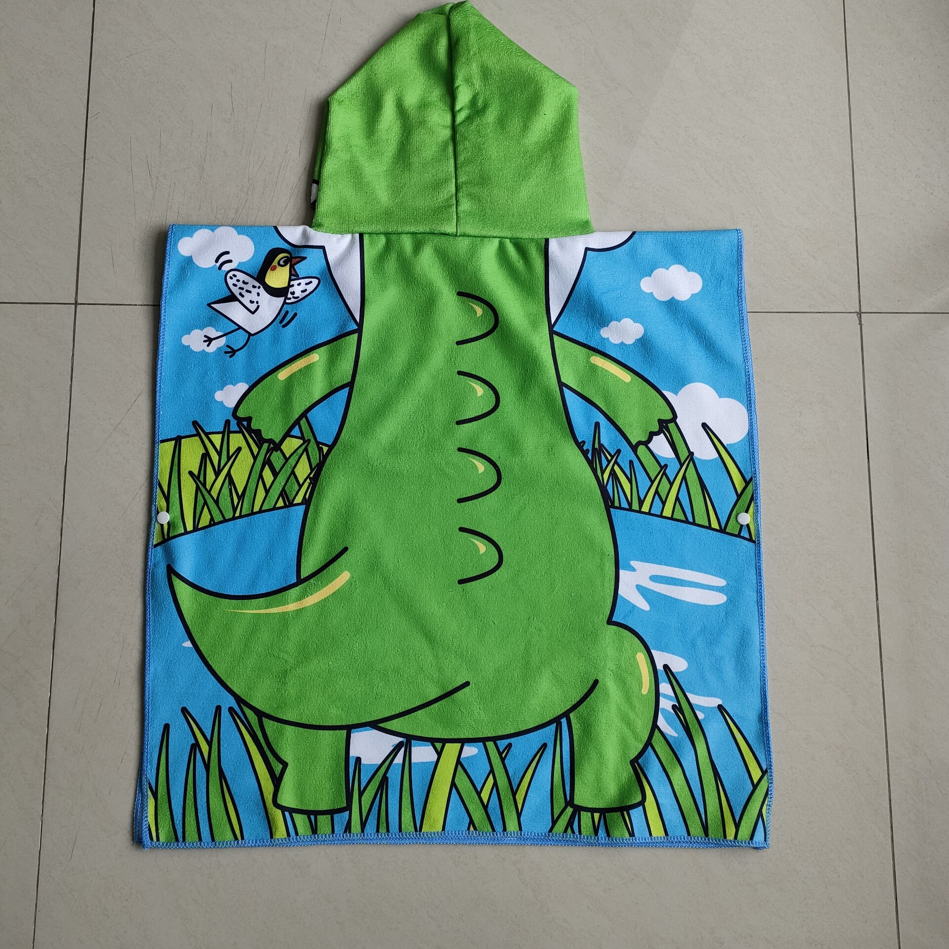 Hotsale microfiber custom poncho towel kids printing beach poncho kids cartoon beach towel