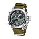 Mens Sport Style Stainless Steel Caseback Watches , Dual Time Digital Analog