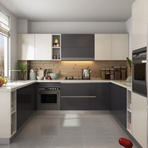 Quality Melamine Kitchen Carcasses Solid Wood Handleless Kitchen Cabinets L Shape wholesale