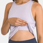 Active Stretch Ladies Yoga Tops One Piece Two Wear Cross Open Back Sport Bra