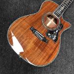 Custom Solid KOA Wood Top OM Body Shape Life Tree Inlay Acoustic Guitar Wood