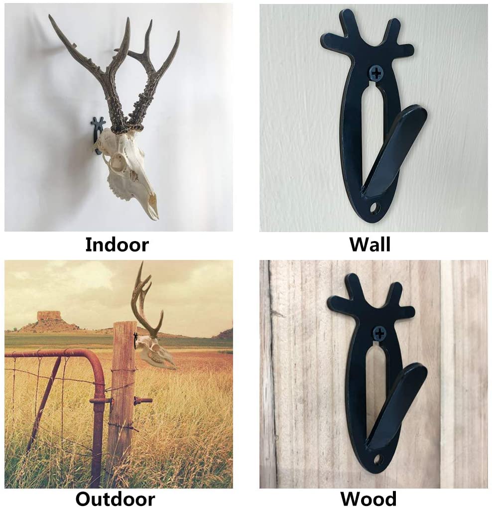 European Mount Deer Skull Large Hooks Wall Mounting Bracket Kit Black Fabric Type