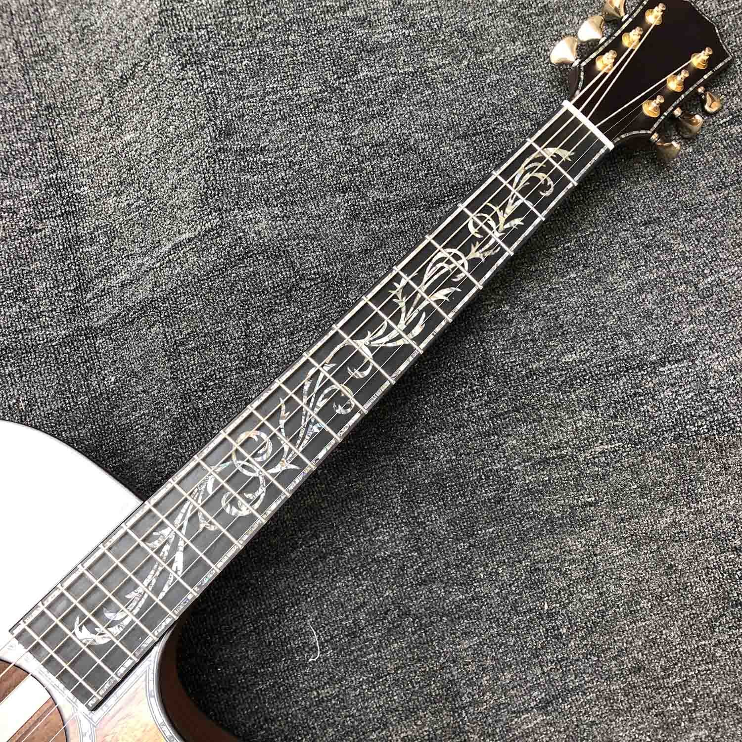 Custom 41 Inch Matte Solid KOA Top Acoustic Guitar with Abalone Ebony Fingerboard ArmRest KOA Wood Guitar