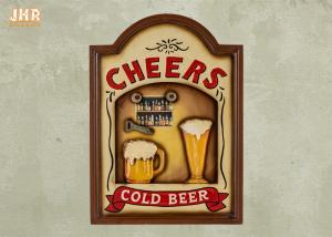 Quality 3D Beer Wall Decor Antique Wooden Wall Signs Decorative Wall Plaque Signs Pub Sign Yellow Color wholesale