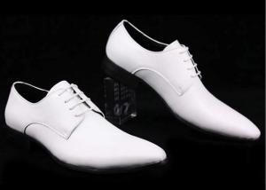 Quality White Leather Men'S Wedding Dress Shoes Comfortable / Breathable / Warm With Calfskin wholesale