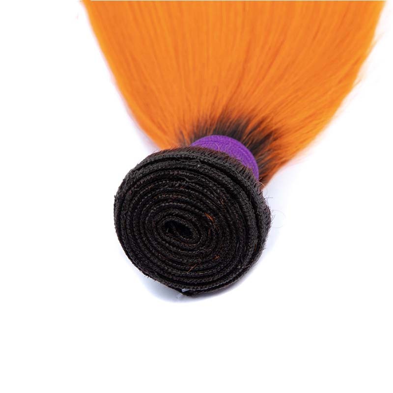 #T1B/Orange Straight Remy Human Hair Bundles Sew In Weave Bundles Brazilian Bundle Deals