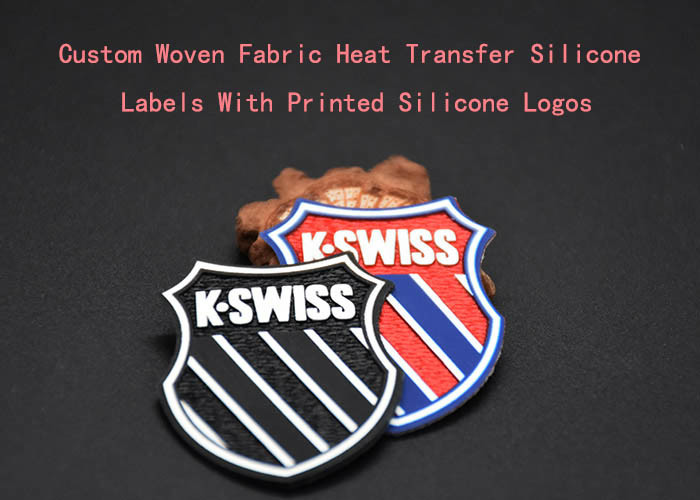 Woven Fabric Heat Transfer Patches With Printed Silicone Logos