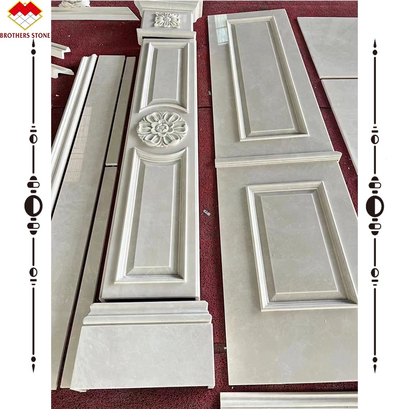 Big Slab Emperador Marble Wall Panel Design Carved Column for Cream Beige Marble Slab
