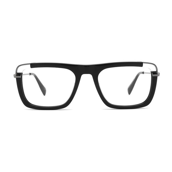 Unisex Square Acetate Metal Glasses Flat Top Big Eyeglass Frames