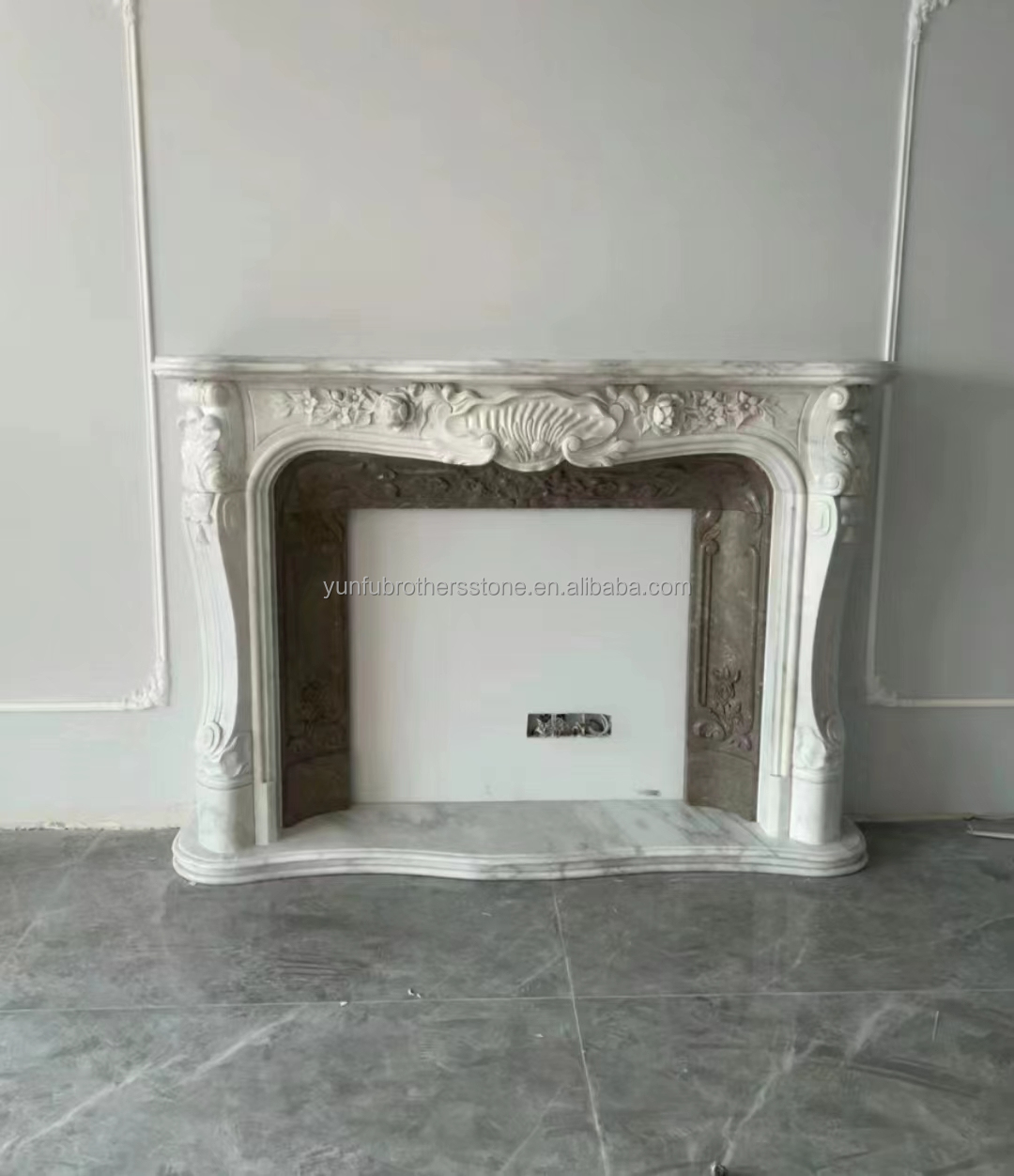 Customized European Style Fireplace Natural Marble for Modern Indoor Living Room