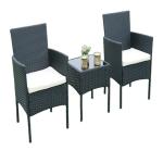 Outdoor Pool / Beach Rattan Coffee Table Chair Sets With Aluminum Frame Ottoman