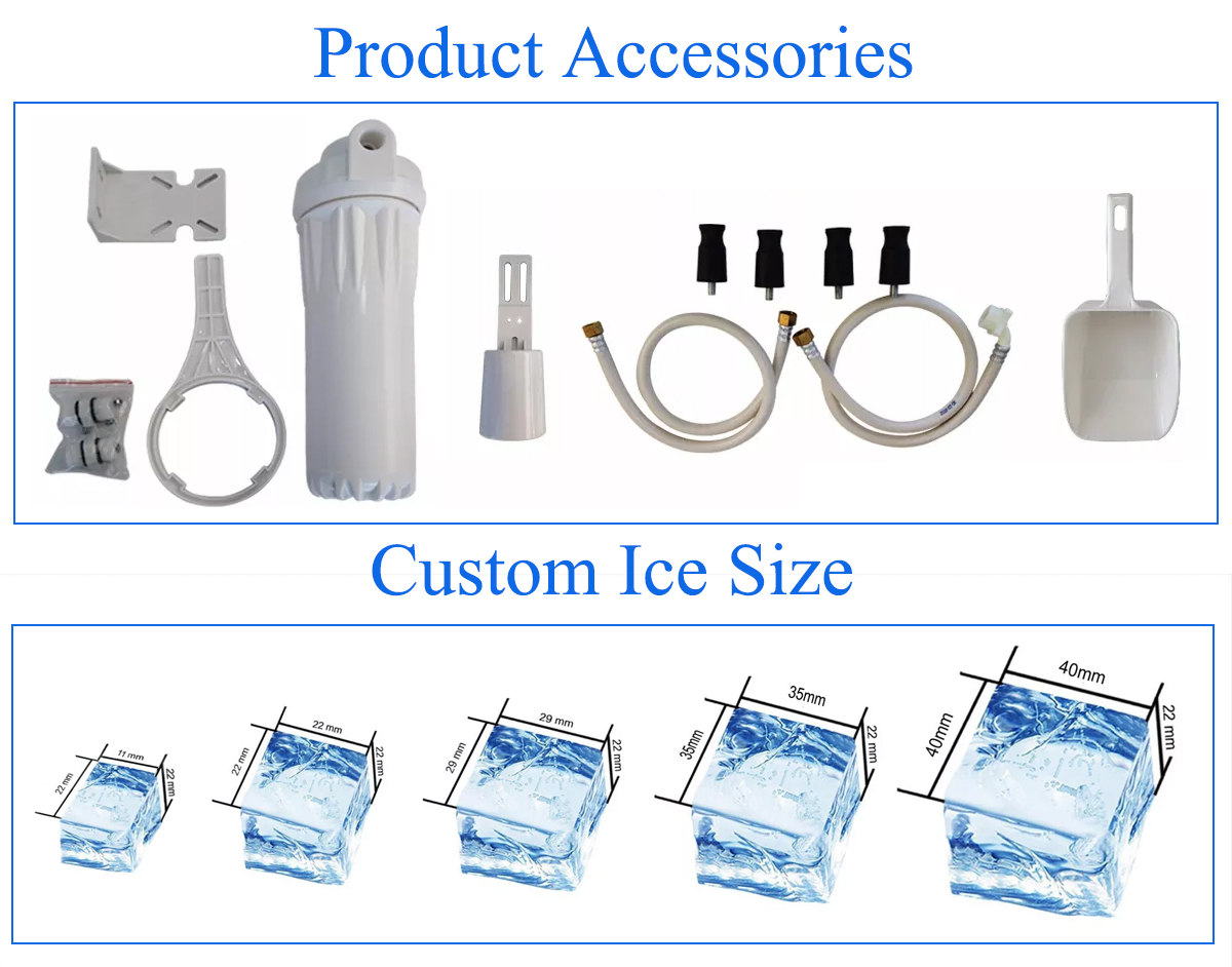 Commercial 1ton Ice Cube Maker Machine Equipped with Demark Danfoss Expansion Valve