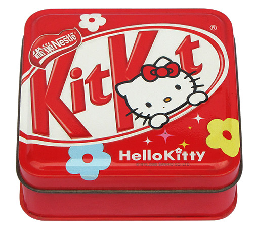Hello Kitty Tin Candy Containers ,Blank Inside And CYMK Outside ,Square Tin Can