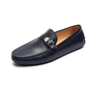 Quality ODM Slip On Euro 39size Mens Leather Moccasins Dark Blue wholesale
