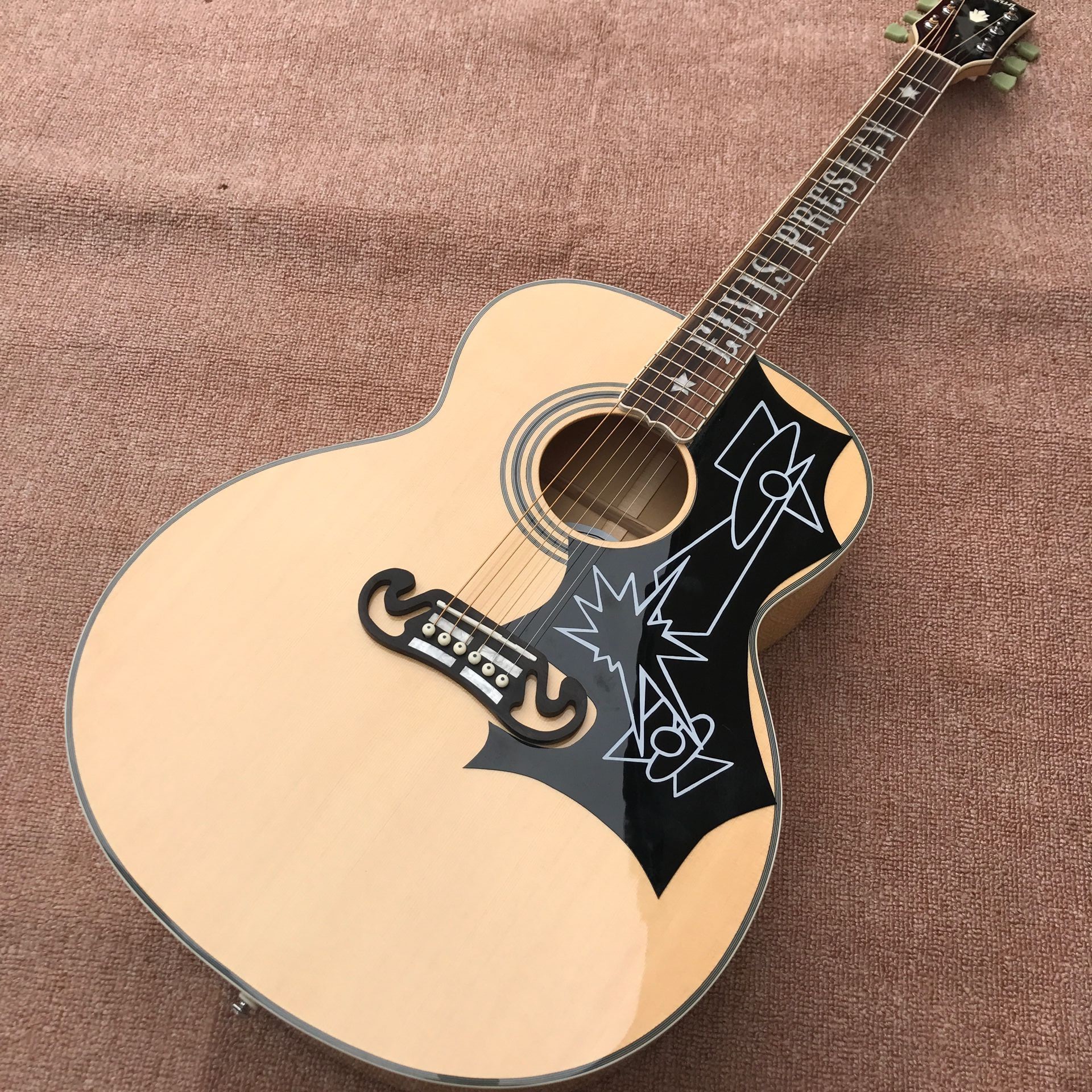 2018 New flamed maple custom G200 acoustic guitar Elvis Presley fretboard inlays