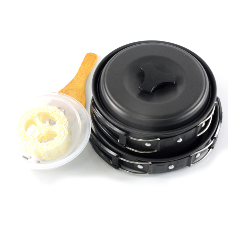 Outdoor 2-3 Person Camping Picnic Pot Set Aluminum Camping Cookware Mess Kit