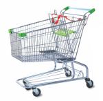 Zinc Finish PP Shopping Metal Supermarket Push Cart