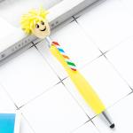 Cute Cartoon Plastic Ball Pen Doll Head Touchscreen Ballpoint Pens Kids Gift