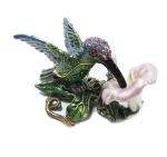 New hummer bejeweled rhinestone crystal bird enamel box hummer bird trinket box