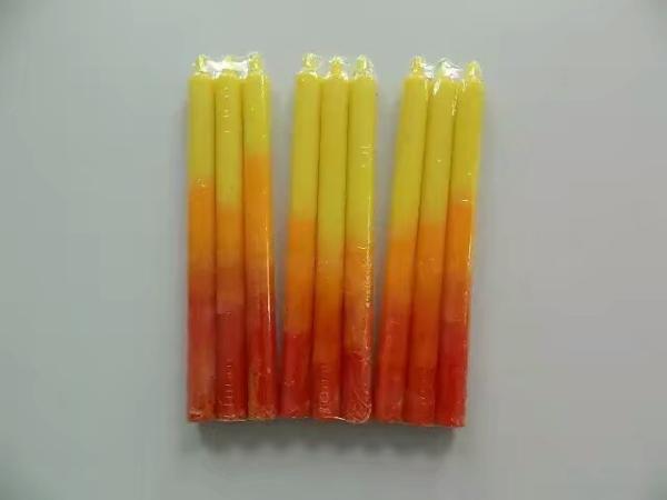 3pk decor 3 tones unscented dinner candle that the body with yellow,light orange