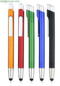 Quality 2015 novel style click plastic pen with touch tip,promotional ball pen wholesale
