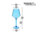 Colored Stemmed Reusable Plastic Wine Glasses Acrylic BPA Free Plastic Wine