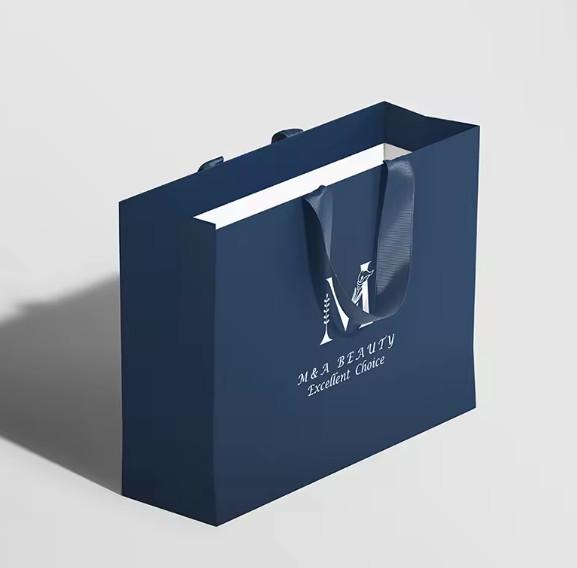 Custom Printed Shopping Gift Packaging Paper Bag Luxury Black White Retail Thick