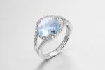 Elegant Blue Gemstone Round Ring For Women Casual / Party Jewelry 925 Silver 2