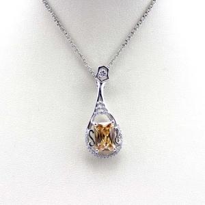 Quality Women Jewelry 7mmx10mm Champagne Citrine Cubic Zirconia Pendant (PSJ0358) wholesale
