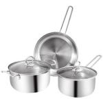 Kitchen Household Stainless Steel 3 Piece Pot And Pan Set Suit Ollas Cookware