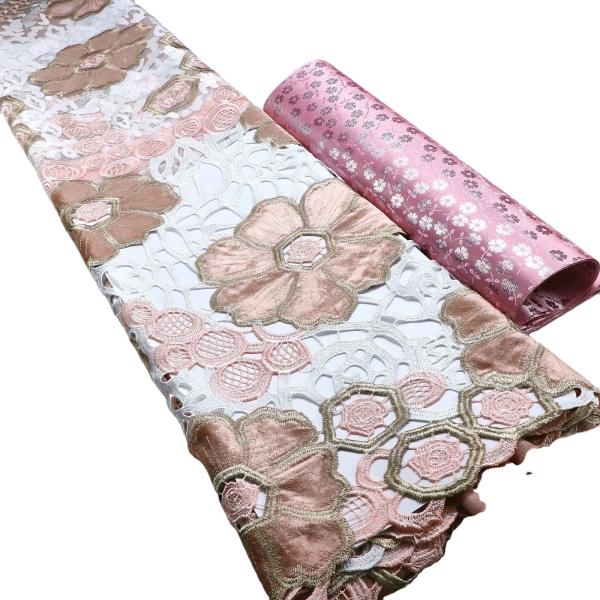 Supoo High quality Nigerian Lace fabric flocking velvet lace african lace fabric