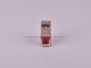 Quality metalized gold nail polish cap 13ml square nail polish bottle flat brush plastic cosmetic nail polish packaging wholesale