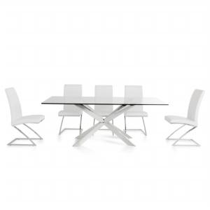 Quality Tempered Glass Top 0.3m3 67kgs Steel Dining Set wholesale