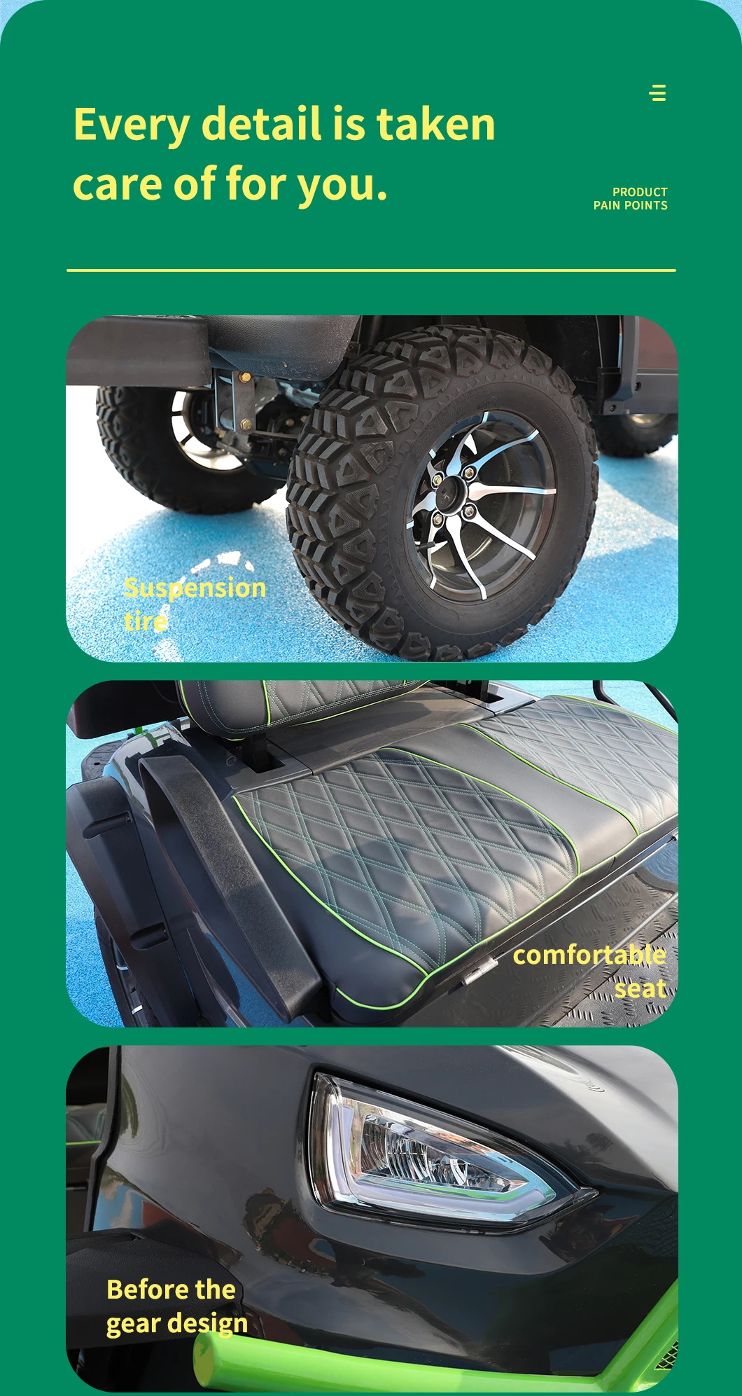 ODM Service 6 Passenger Electric Off Road Hunting Golf Cart for 70-90km Driving Mileage